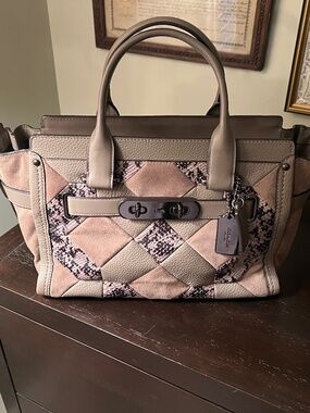 Coach Swagger 27 Exotic Patchwork Snakeskin Leather and Suede with Handle